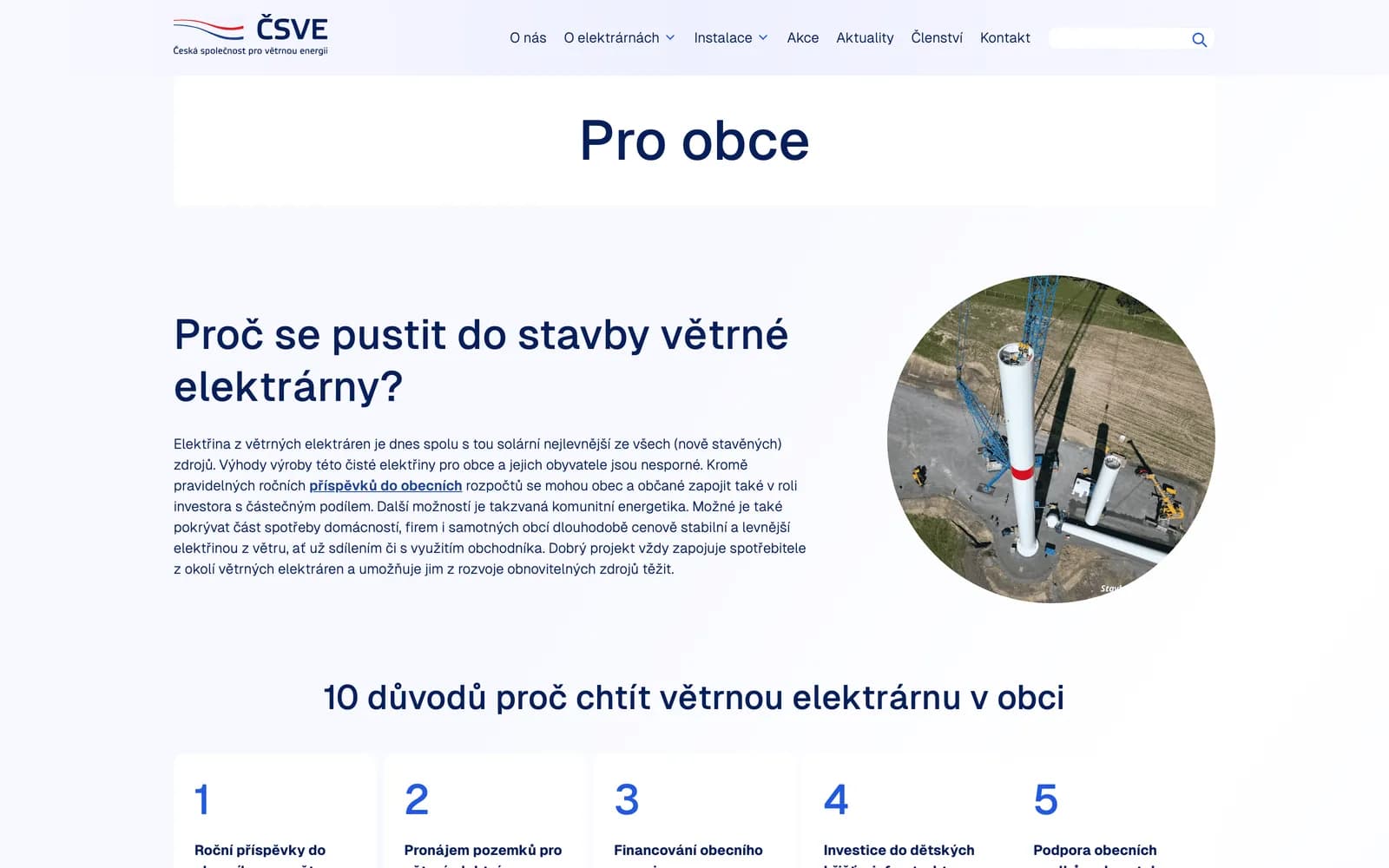 Sekce pro obce na webu České společnosti pro větrnou energii